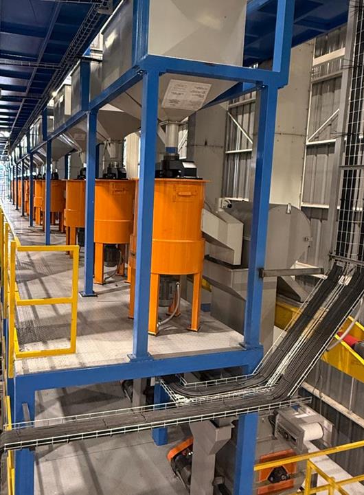 Processing line with roasting and mixing vessels inside the Chile facility